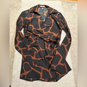 Finley Black and Brown Wrap Top